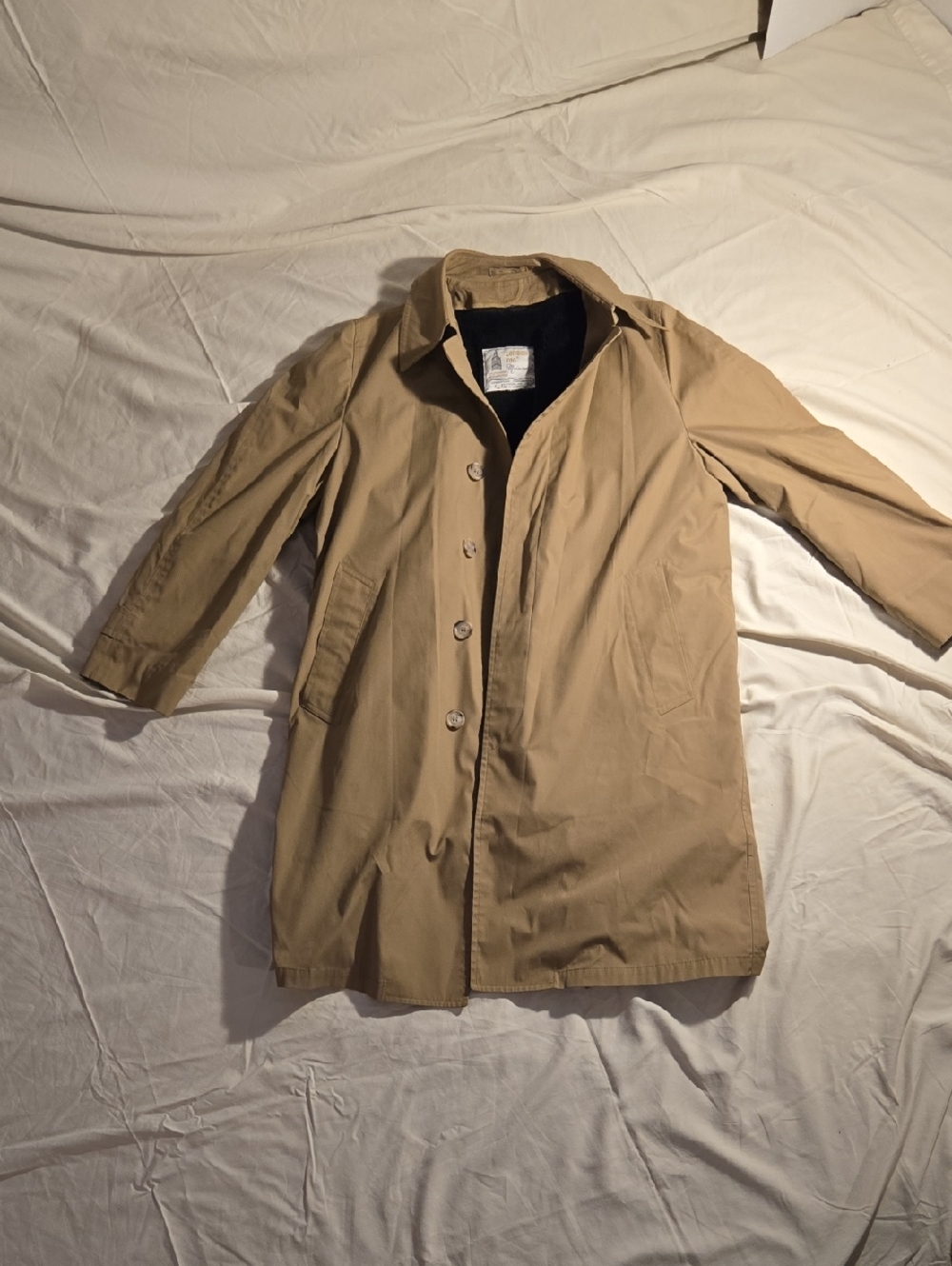 London Fog Beige Single-Breasted Rain Coat with Black Lining 38 Reg Maincoats